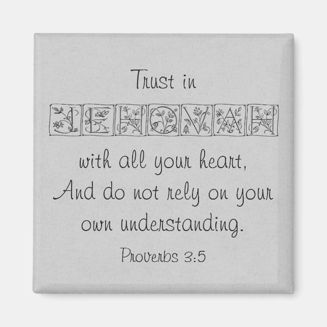 Aimant Confiance en l'Eternel...Écriture Magnet~Argent (Devant)