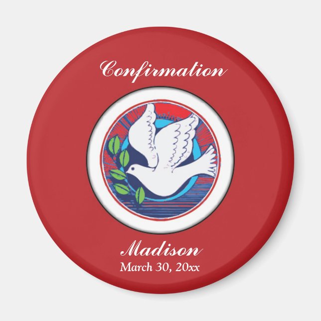 Aimant Confirmation de la colombe colorée sur l'Arrière - (Devant)