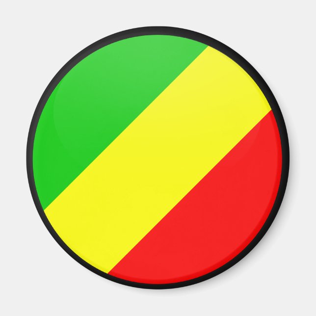 Aimant Congo Brazzaville qualité Cercle Drapeau (Devant)