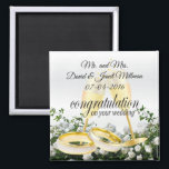 Aimant Congratulations on Your Wedding Day- White Roses<br><div class="desc">Wedding Day Magnet. Congratulations on Your Wedding Day Keepsake for the Bride and Groom. Personalize it with the date and your own saying. If needed, you can remove the text and start fresh adding whatever text and font you like. ✔Note: Not all template areas need changed. 📌If you need further...</div>