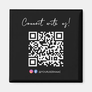 Aimant Connectez-vous avec nous Facebook Instagram QR Cod