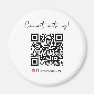 Aimant Connectez-vous avec nous Facebook Instagram QR Cod