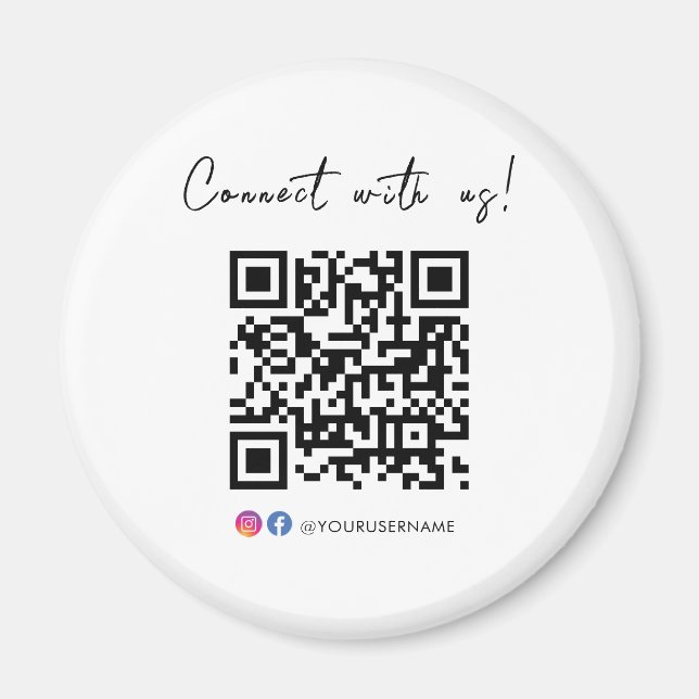 Aimant Connectez-vous avec nous Facebook Instagram QR Cod (Devant)
