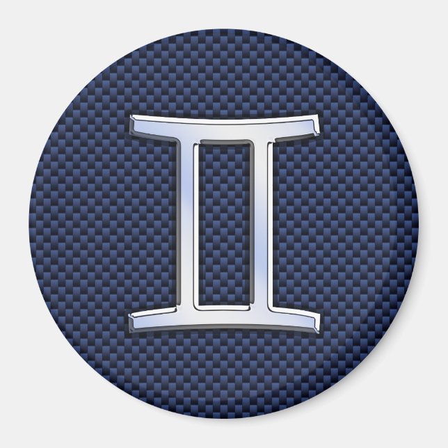 Aimant Connexion Gemini Zodiac à la fibre de carbone bleu (Devant)