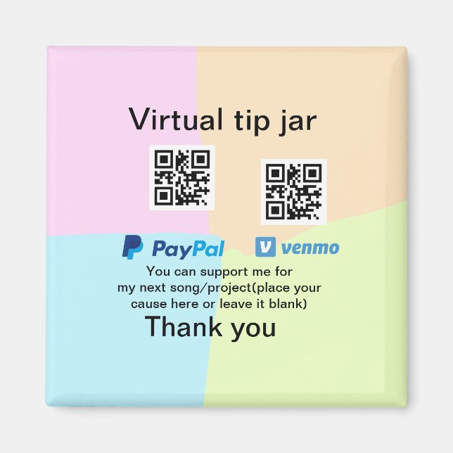 Aimant Conseil virtuel jar q r code argent don PayPal ven (Devant)