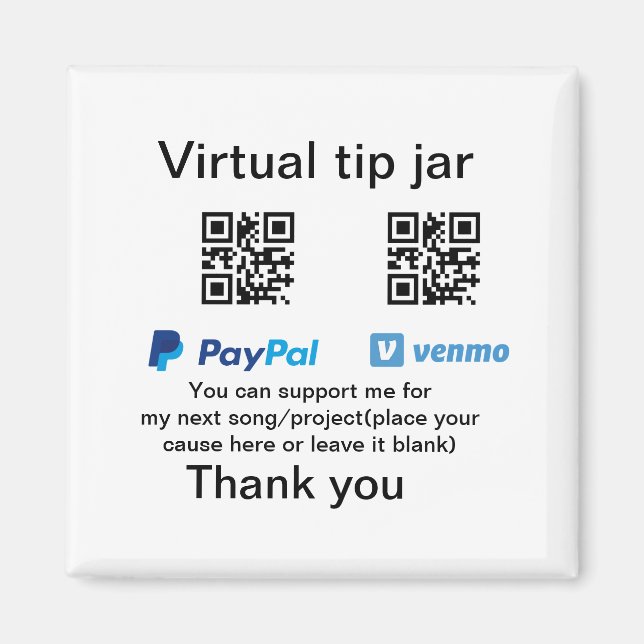 Aimant Conseil virtuel jar q r code argent don PayPal ven (Devant)