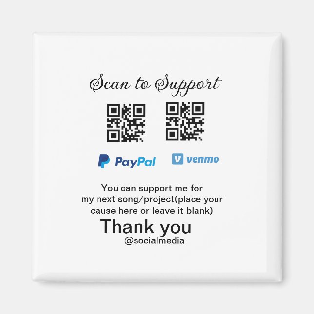 Aimant Conseil virtuel jar q r code argent don PayPal ven (Devant)