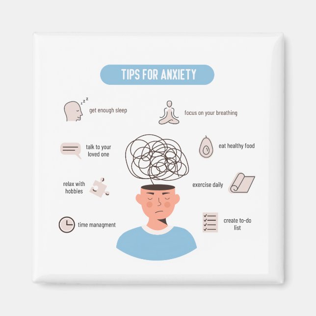 Aimant Conseils d'anxiété Art minimal de santé mentale (Devant)