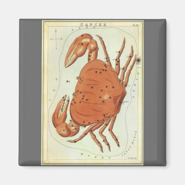 Aimant Constellation Vintage du crabe cancéreux, miroir d (Devant)