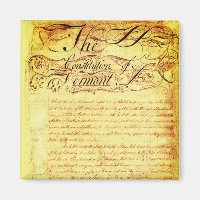Aimant Constitution de l'État du Vermont (1777) (Devant)