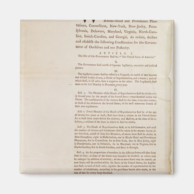 Aimant Constitution des États-Unis, 1787 (Devant)