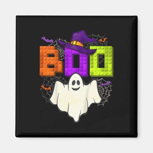 Aimant Construction de briques Boo Halloween Ghost Witch  (Devant)