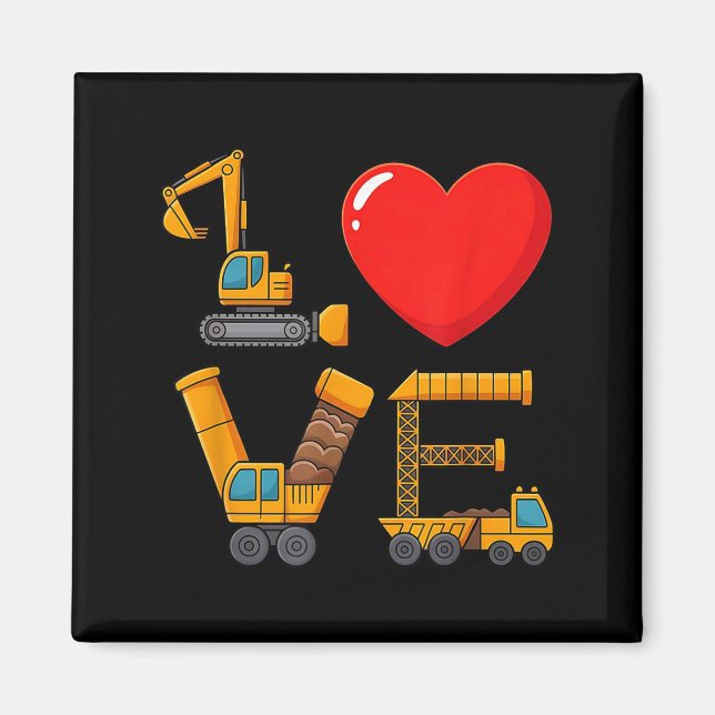 Aimant Construction de la Saint-Valentin Amour Écrit Avec (Devant)
