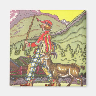 Aimant Conte de fées vintage, garçon et vent du nord, Hau