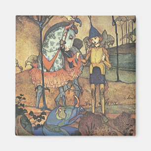 Aimant Conte de fées vintage, un brave chevalier et drago