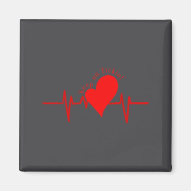 Aimant Continuez à cocher ! Battement de cœur ECG Vache S (Devant)