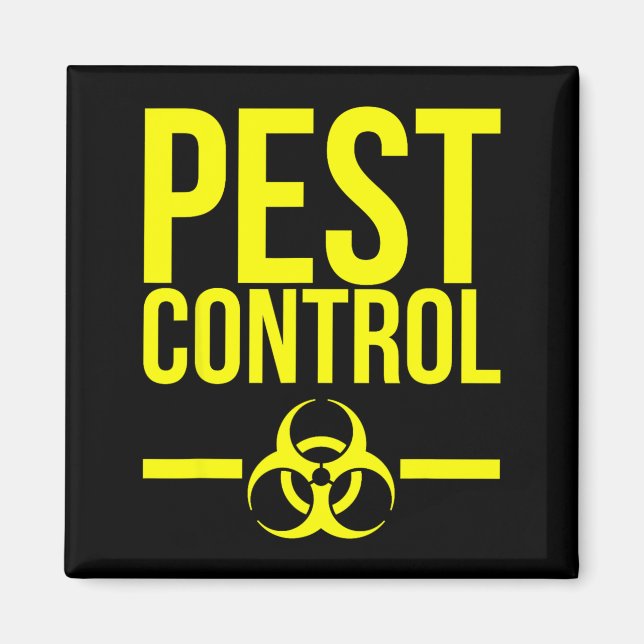 Aimant Contrôle antiparasitaire Exterminateur jaune drôle (Devant)