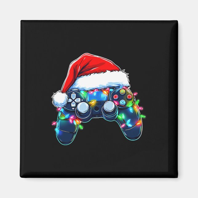 Aimant Contrôleur de jeu vidéo chapeau de Noël Santa Game (Devant)