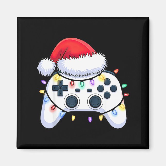 Aimant Contrôleur de jeu vidéo chapeau de Noël Santa Game (Devant)