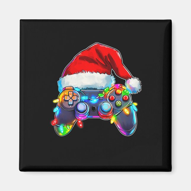 Aimant Contrôleur de jeu vidéo Noël Santa Hat Gamer Bo (Devant)