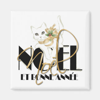 Aimant Conversation Blanc, Noël et Bonne Année