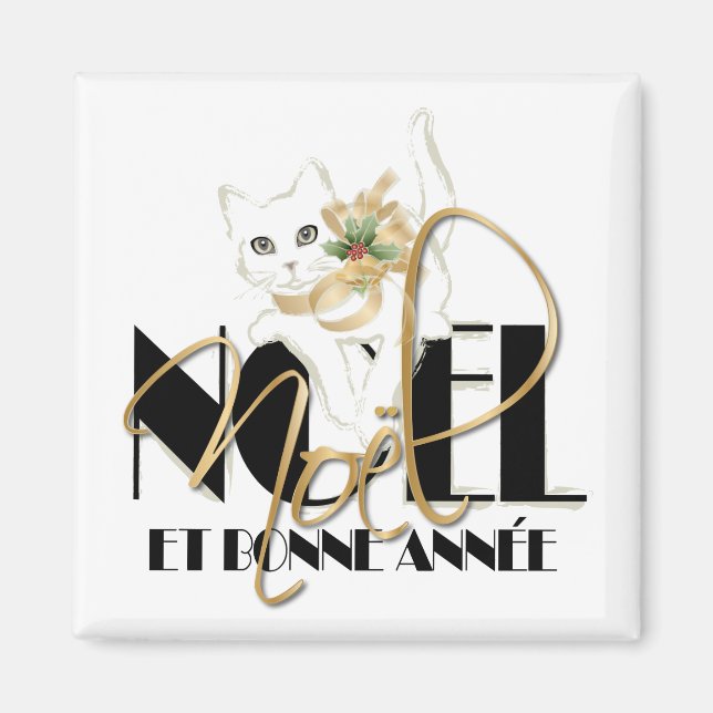 Aimant Conversation Blanc, Noël et Bonne Année (Devant)