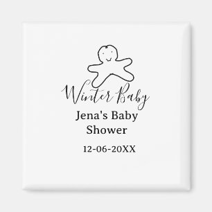 Aimant cookie de baby shower d'hiver gribouillage noir de