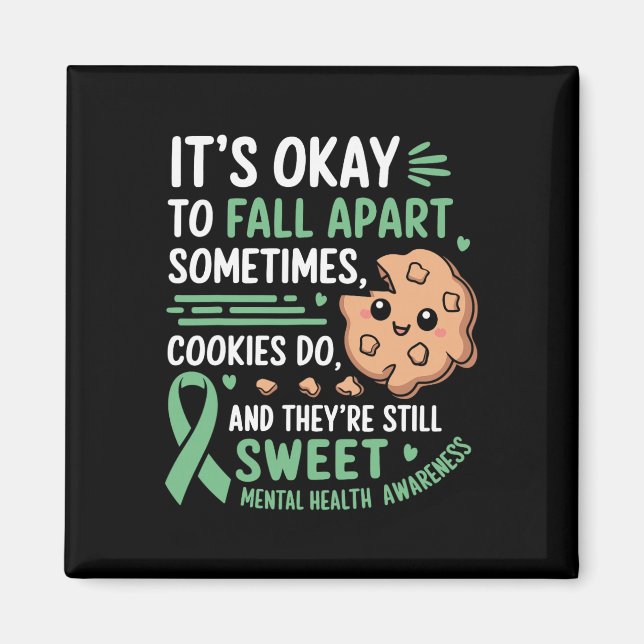 Aimant Cookie Drôle Sensibilisation à la Santé Mentale  (Devant)