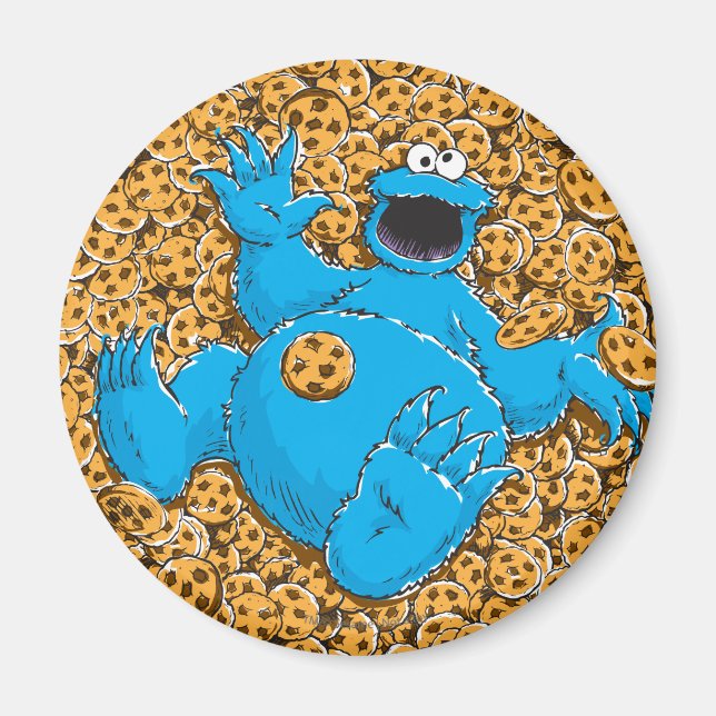 Aimant Cookie Monster vintage et cookies (Devant)