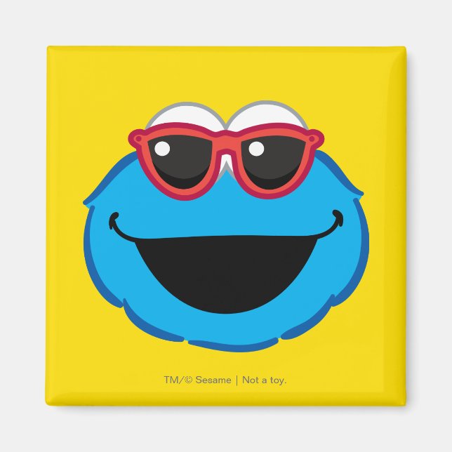 Aimant Cookie  Visage Souriant avec des Lunettes de Solei (Devant)