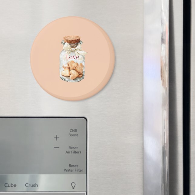 Aimant Cookies en forme de coeur en bocal Ruban blanc (In situ (réfrigérateur))