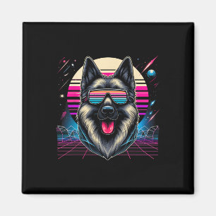 Aimant Cool allemand berger chien Rétrofuturisme Art Styl