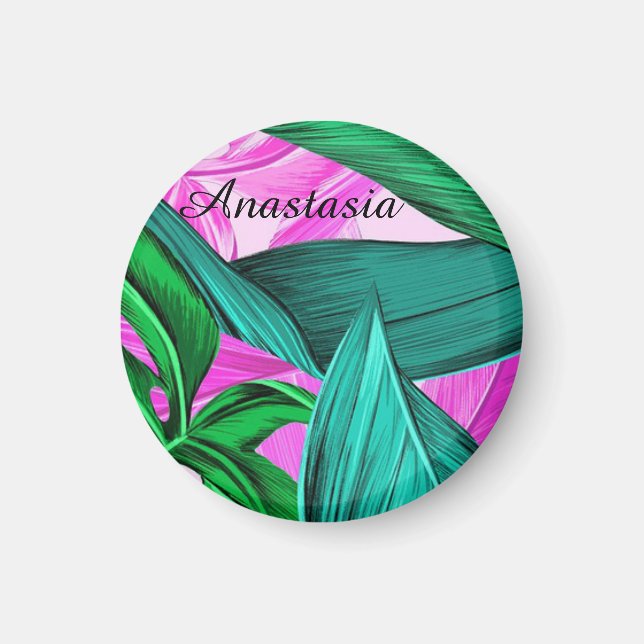 Aimant Cool, Amazing, fluorescent tropical palm (Devant)