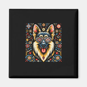 Aimant Cool berger allemand chien folk style d'art Noël