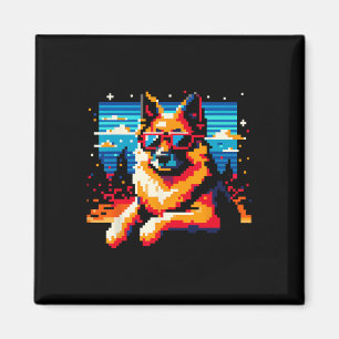 Aimant Cool berger allemand chien Pixel style d'art Noël