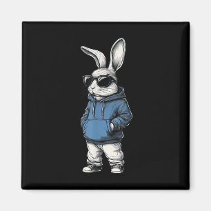 Aimant Cool Bunny Face Sungles Rabbit Joyeux Jour de Pâqu