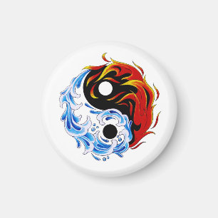 Aimant Cool caricature tatouage symbole eau-feu Yin Yang