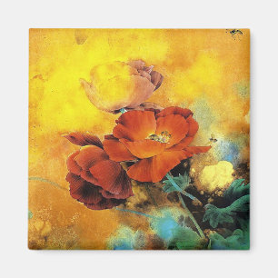 Aimant Cool chinoise rouge pavot aquarelle