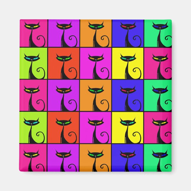Aimant Cool Colorful Kitty Cat Pop Art (Devant)
