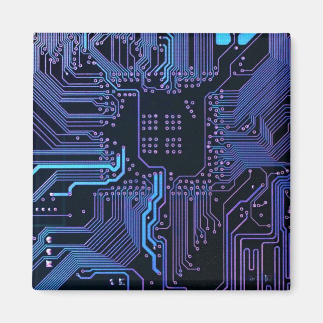 Aimant Cool Computer Circuit Board Blue (Devant)