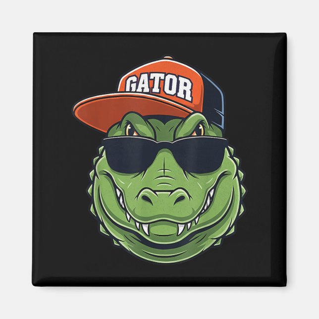 Aimant Cool Crocodile Animal Gator Graphic With Cap And S (Devant)