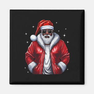 Aimant Cool de pyjama de Noël afro-américain Père Noël No