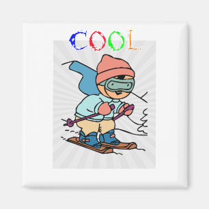 Aimant Cool Funny Skier   conceptions de ski   skier drôl