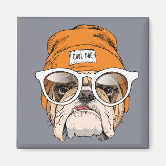 Aimant Cool Hipster Bulldog