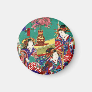 Aimant Cool japonais vintage ukiyo-e geisha lady art
