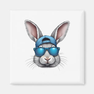 Aimant Cool Jour de Pâques Visage de lapin avec Sungles H