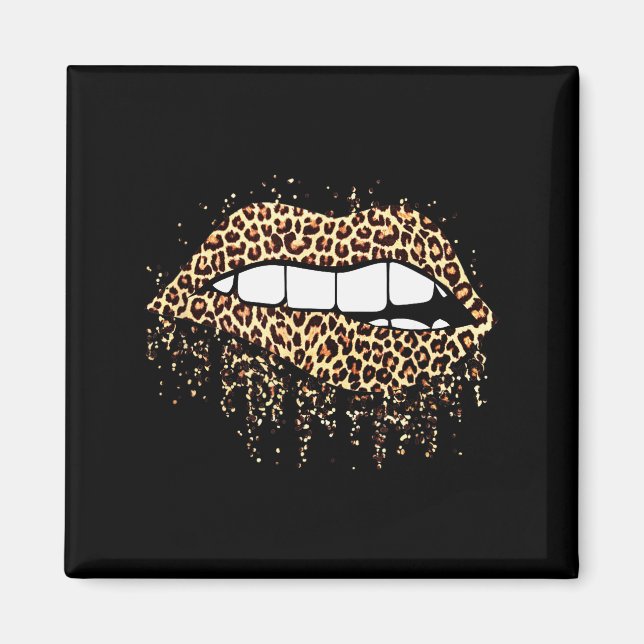 Aimant Cool Lips Bite Kiss Me Impression Léopard Guépard- (Devant)