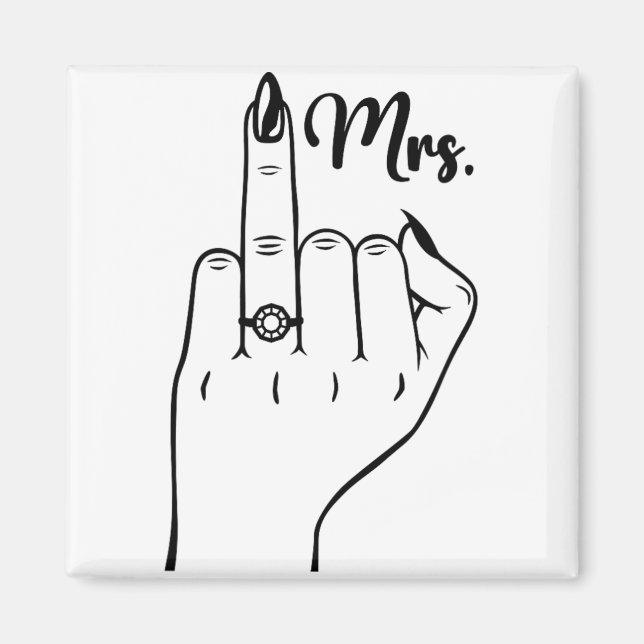 Aimant Cool Mme Just Married Femme Mariage Finger Ring Br (Devant)