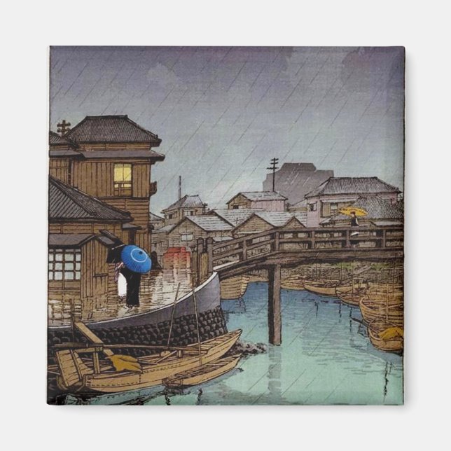 Aimant Cool oriental japonais Kawase rainy day art (Devant)