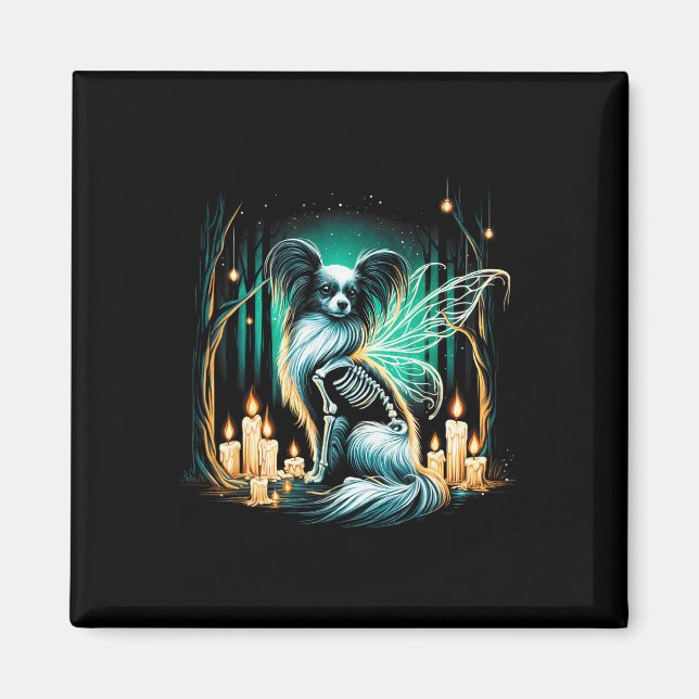 Aimant Cool Papillon Chien Squelette Halloween Chien Mama (Devant)